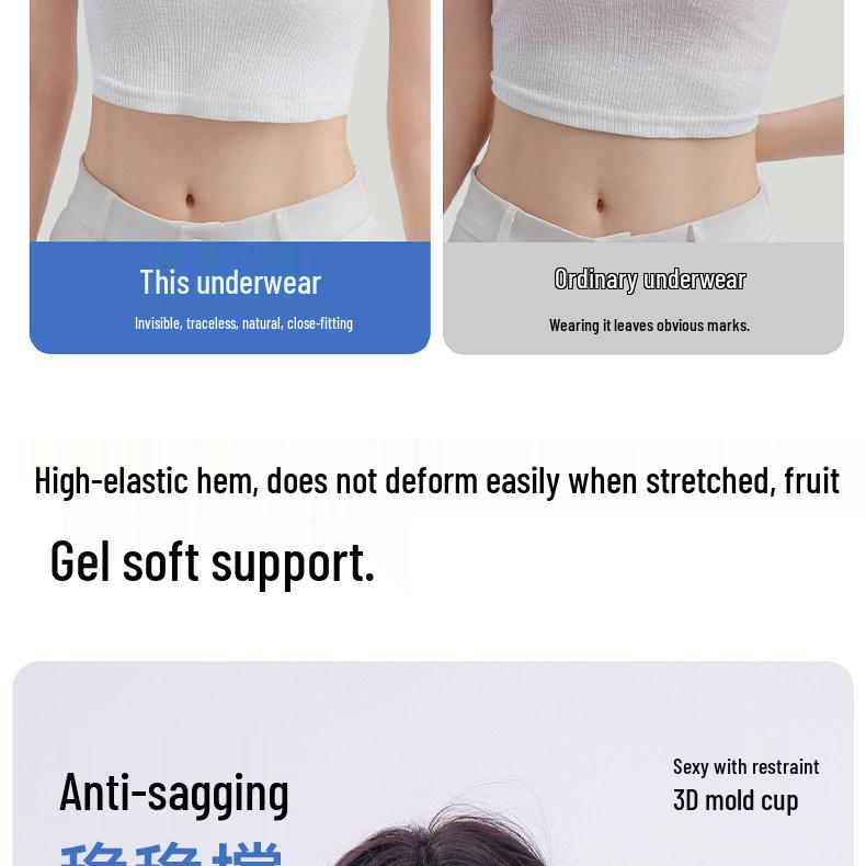 Seamless Women's Gathered Bra for Small Busts: Reduces Underarm Fat, Lifts, Shockproof, Anti-Sagging, Soft Support, Beautiful Back Design.