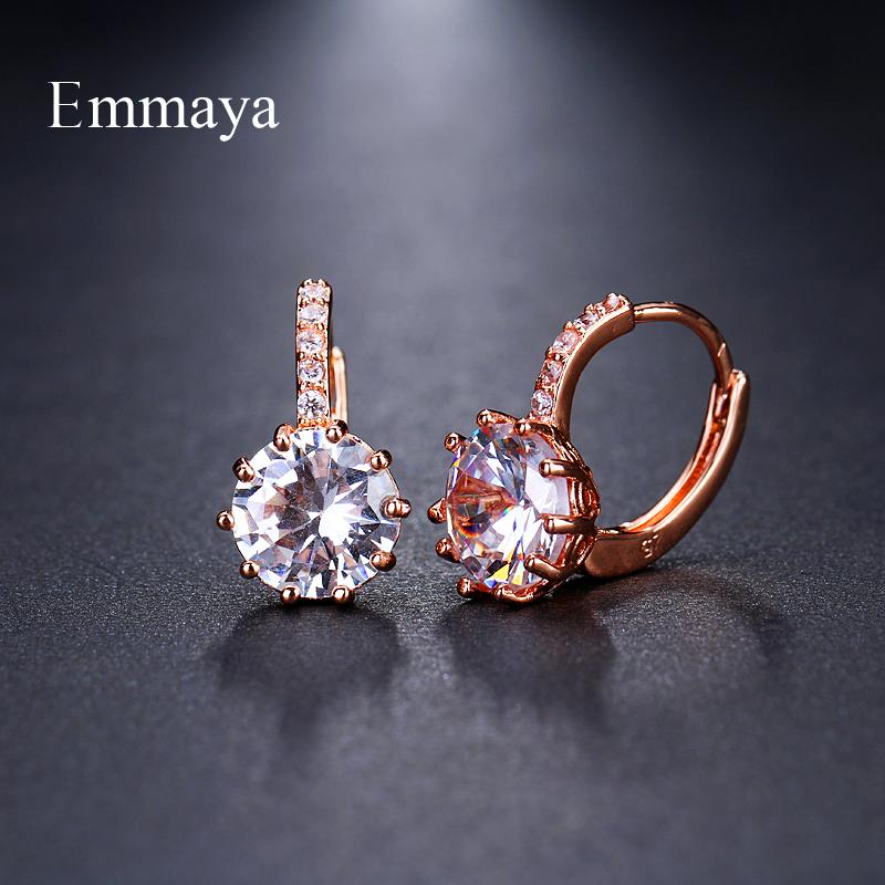 

EMMAYA Fashion 9 Colors AAA CZ Element Stud Earrings For Women Cheap Factory Price Wedding Party Gift розового золота