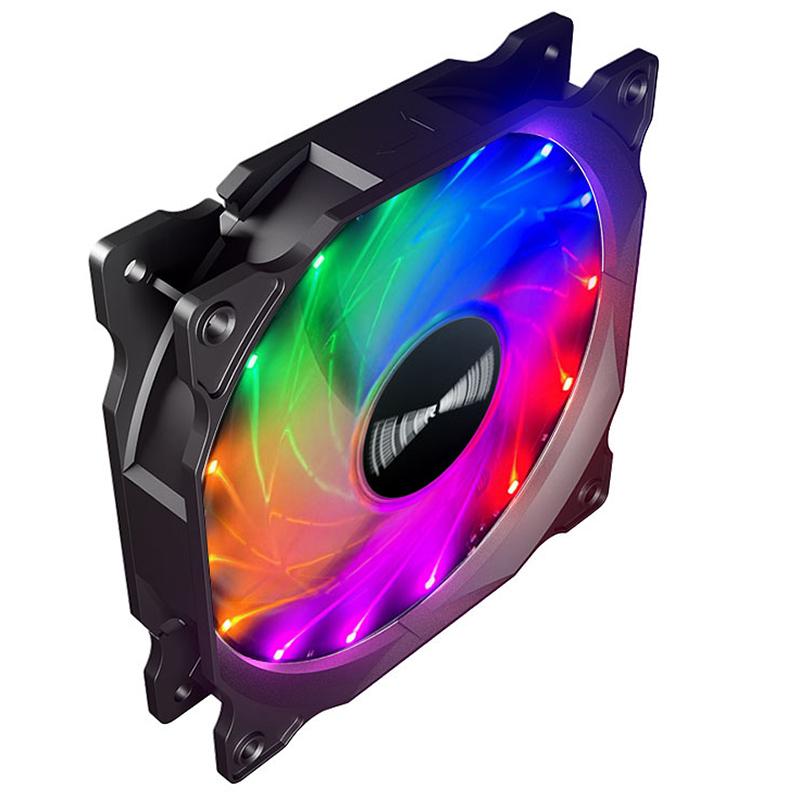 TEUCER B12025 PC-Gehäuselüfter, 120 mm, 12 V, 4-polig, Vortex-Lichteffekte, stoßfest, geräuschlos, Hochleistungs-Computer-Kühllüfter