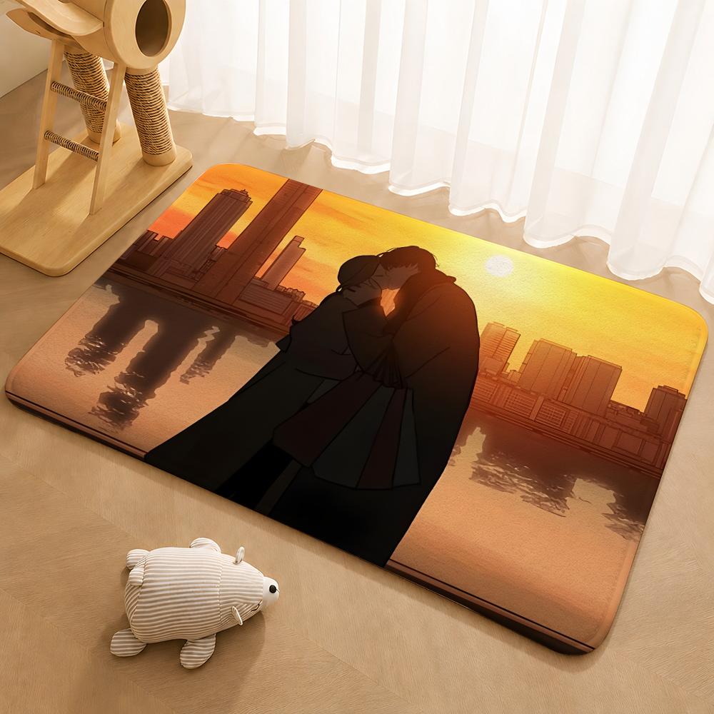 Anime Tears on a Withered Flower Floor Mat Floor Mat Soft Flannel Non-Slip Door Rug for Living Room