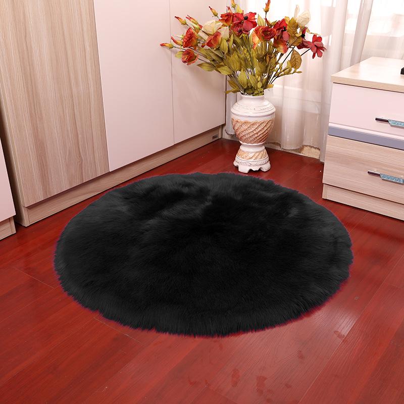Nordic Round Faux Wool Rug for Bedroom or Living Room