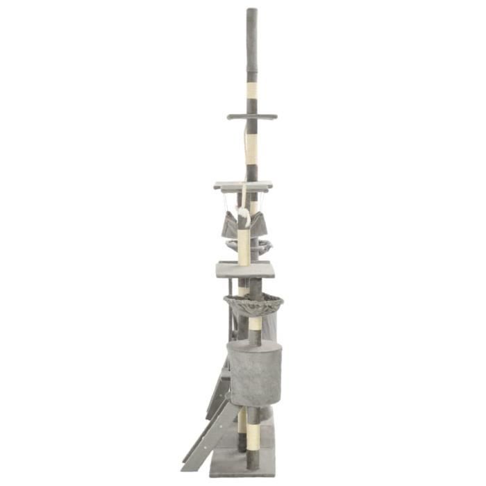VidaXL Arbre à chat avec griffoirs en sisal 230-250 cm Gris