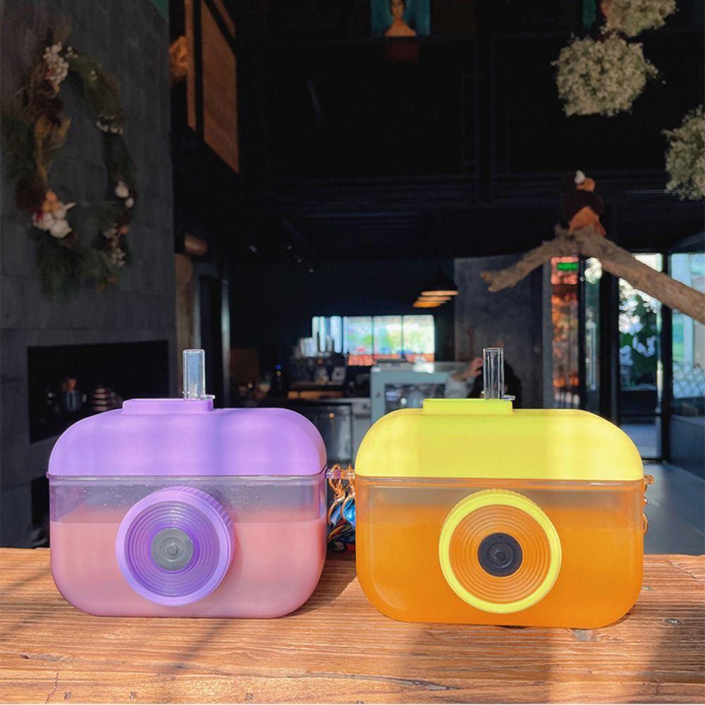Anti Fall Camera Straw Cups Dustproof Plastic Drinking Kettle Portable Kids Water Bottle  Outdoor