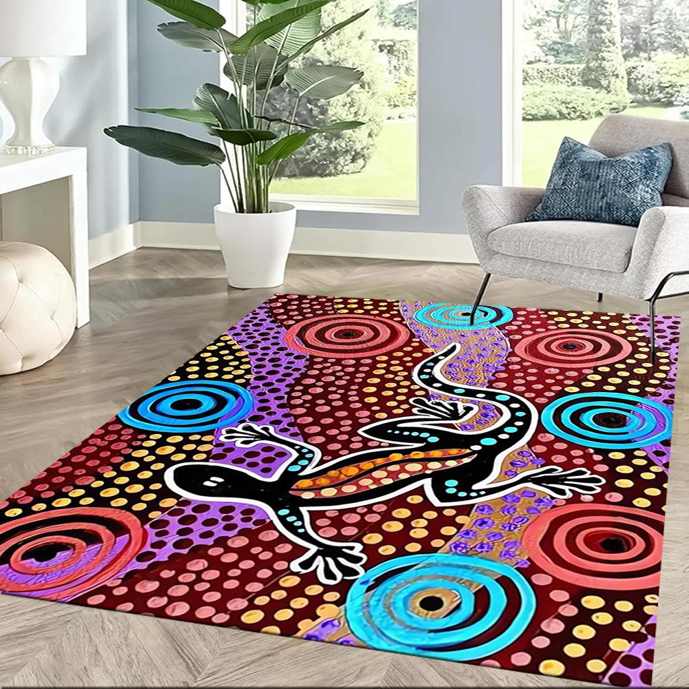 Aboriginal Art Gecko Floor Mats for Living Room, Bedroom and Room Decoration Are Suitable for Gifts.