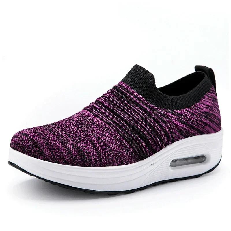 Fashion Casual Sport Shoes for Women  Wedge Platform Sneakers Women Air Cushion Mesh Breathable Women Vulcanized Shoes