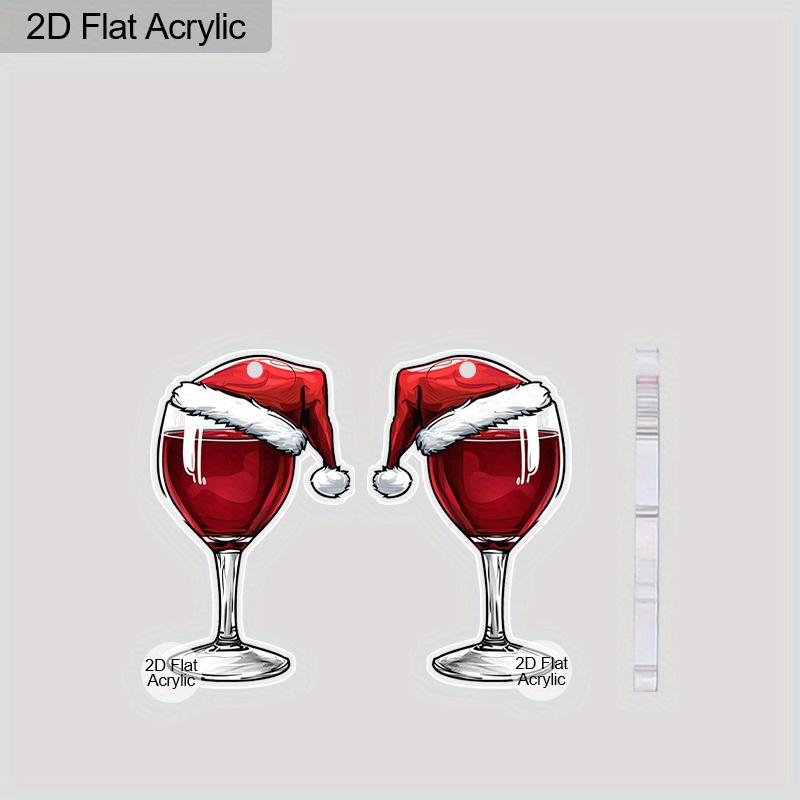 1 Pair Creative Christmas Hat Red Wine Glass Dangle Earrings for Women Trendy Acrylic Earrings Christmas Earrings Festive Earrings Holiday Gifts