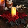 Fall Maple Leaf Candle Wreaths Pack of 5 Tealight Candle Holders Rings for Halloween Parties Table Centerpieces Decors