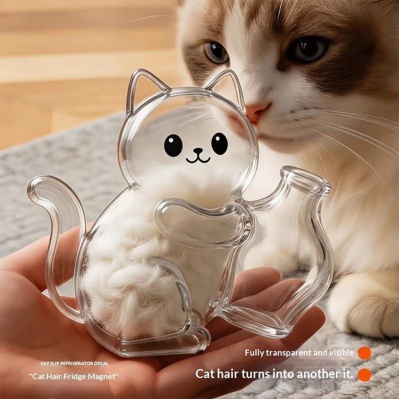 Transparent Cat Hair Storage Refrigerator Pet Fur Keepsake Capsule Diy Souvenirs Cat Whiskers Collector Fridge Magnet