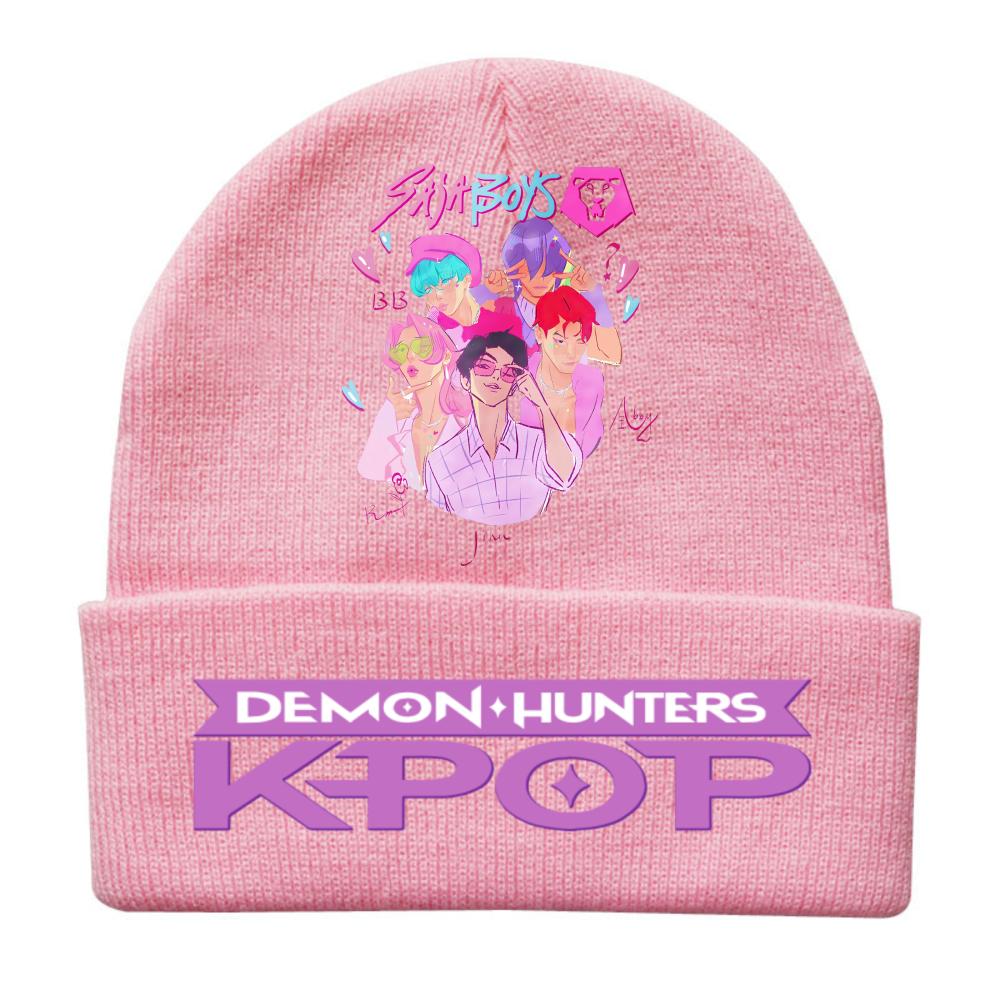 Kpop Demon Hunters Children Knit Beanie Cute And Charming Cartoon Printed Warm Cap Designed for Girls Fall Season Cold Season Outdoor Sports Birth