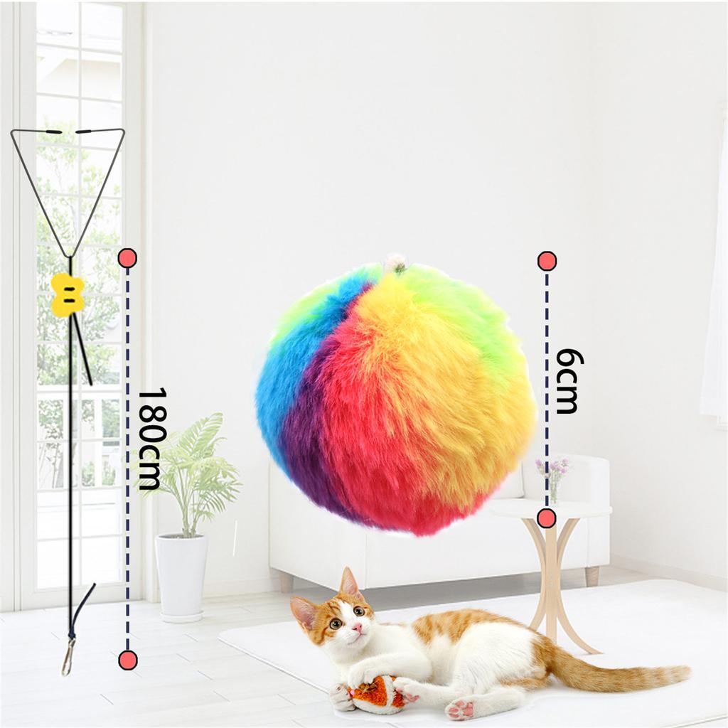 Bouncing Colorful Plush Ball Cats Toy Stretch Hanging Design Teaser String Encourages Exercise And Mental Engagement