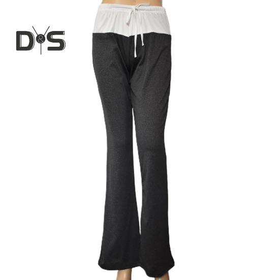 Pantaloni de yoga pentru femei, culori contrastante, cu șnur, talie elastică, picior lat, largi, moi, respirabili, pentru femei, pantaloni lungi pentru femei