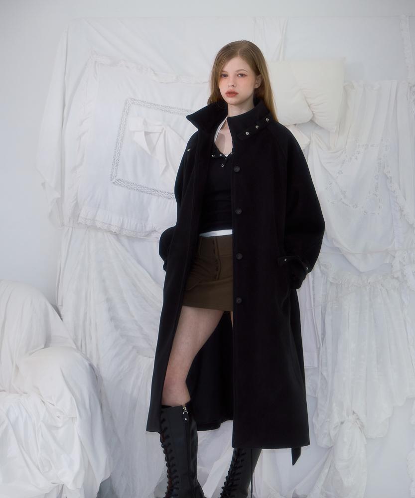 Rosefranz Half-Neck Overfit Long Coat [Black]