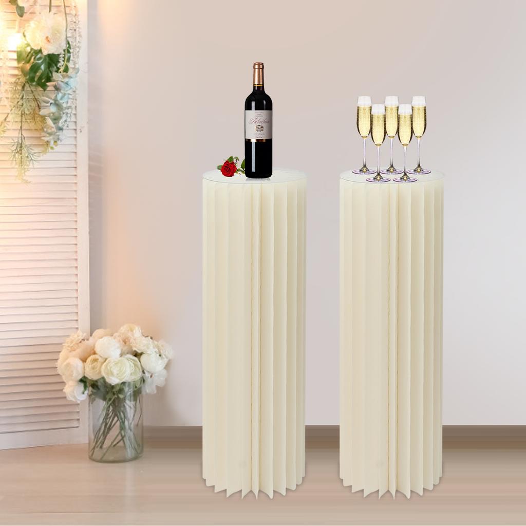 2-Pack Foldable Cardboard Centerpiece Stand, Cylinder Flower Display Column, DIY Wedding Party Decor, Reusable Plant Holder