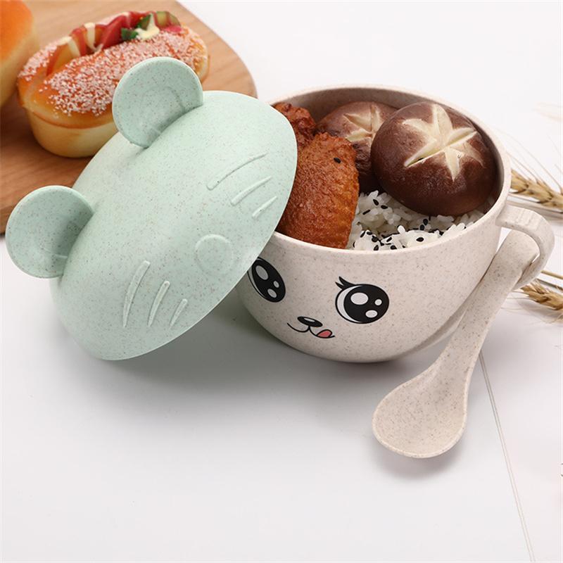 2 szt./zestaw do karmienia niemowląt, jedzenie, naczynia, pszenica, kreskówka, dzieci, dzieci, jedzenie, zestaw obiadowy, anty-gorąca płyta, miska treningowa + łyżka