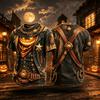 Halloween T-Shirt with Western Sheriff Pumpkin Print - Short Sleeve Casual Tee for Men and Women