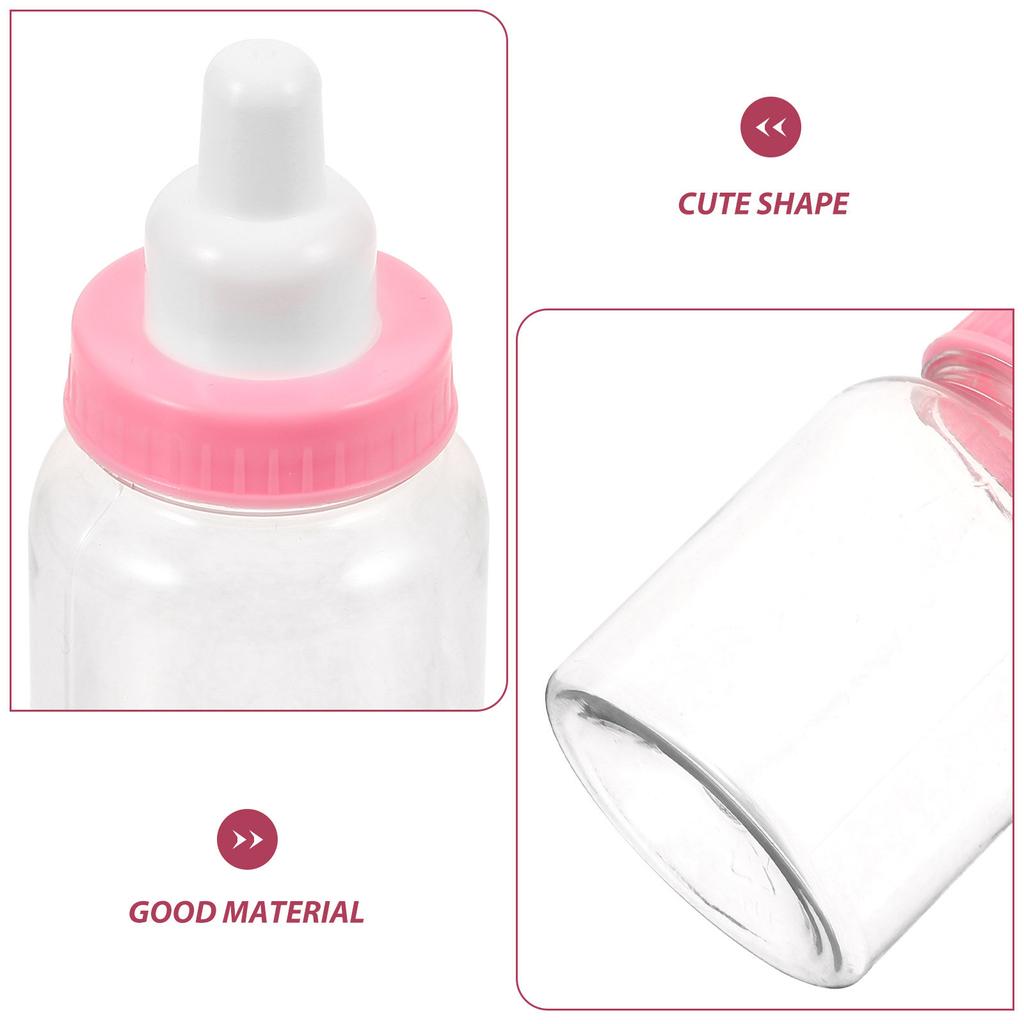 12Pcs Pink Plastic Mini Feeding Bottle Gift Boxes for Baby Shower Decorations Candy Filler Favor Packaging 9Cm 4Cm D