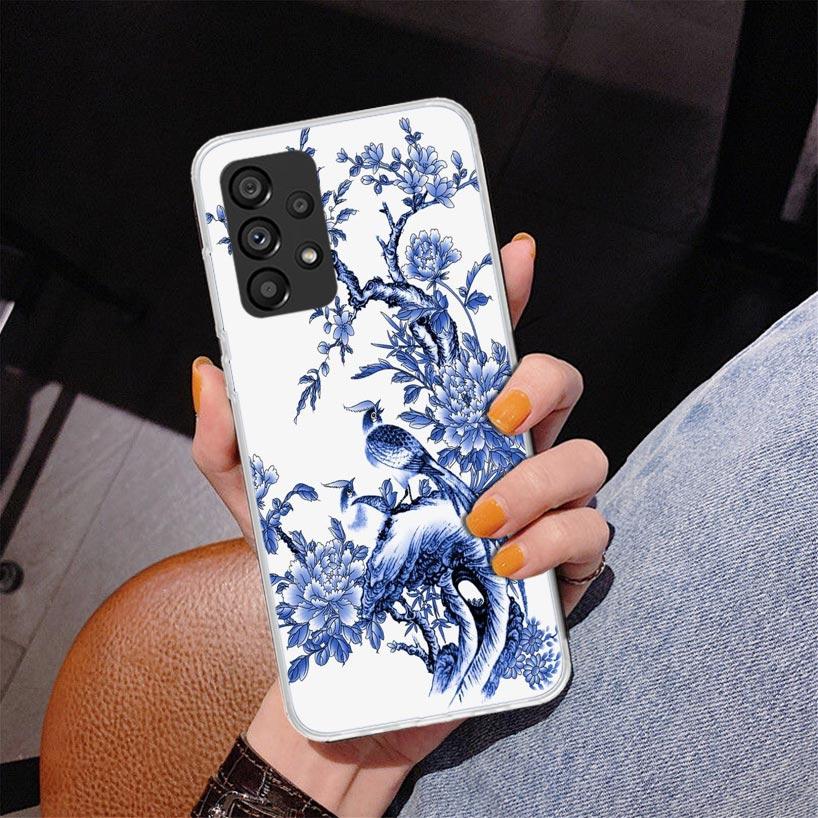 Blau-Weißes Porzellan Handyhülle für Samsung Galaxy A17 A37 A57 A16 A26 A36 A56 A15 A14 A13 A55 A54 A53 A35 A34 A33 A25 A24 A