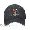 Playful Cat Mom Script Emblem Washed Baseball Cap Outdoor For Womens Unisex FeUnisex Dad Hat