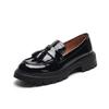 Leather Shoes Women's New Fringed College Style Patent Leather Retro Single Shoes Women's, Large Size Women's Shoes