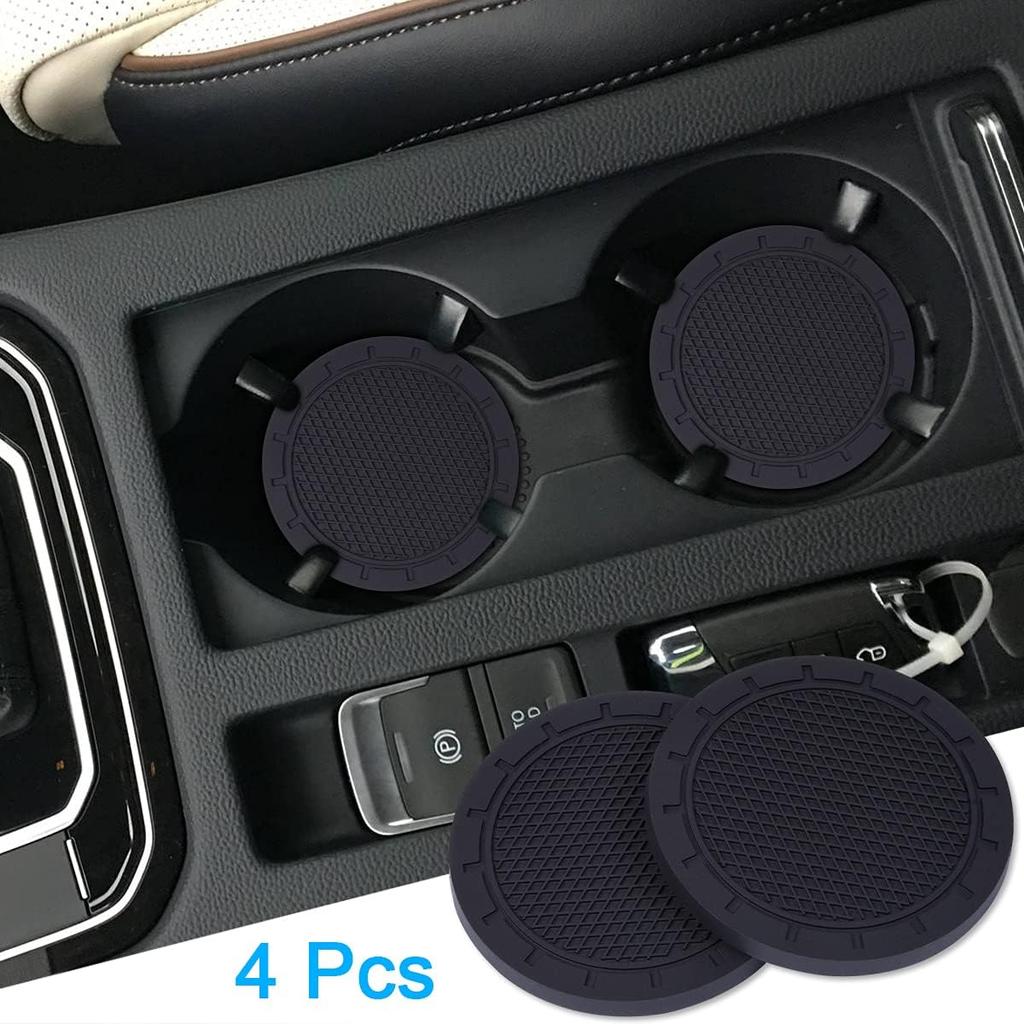 Wisdompro Car Coasters, 4 Pack 3 Inch Diameter Car Cup Coaster, Black | Dustproof PVC Car Cup Holder Insert Coaster, Anti Slip Universal Vehicle