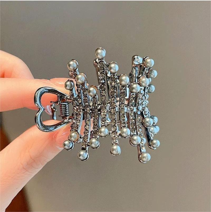 Simulated Pearl Small Claw High Ponytail Hairpins Fashion Rhinestone Shark Clips For Women Thick Long Hair Accessories