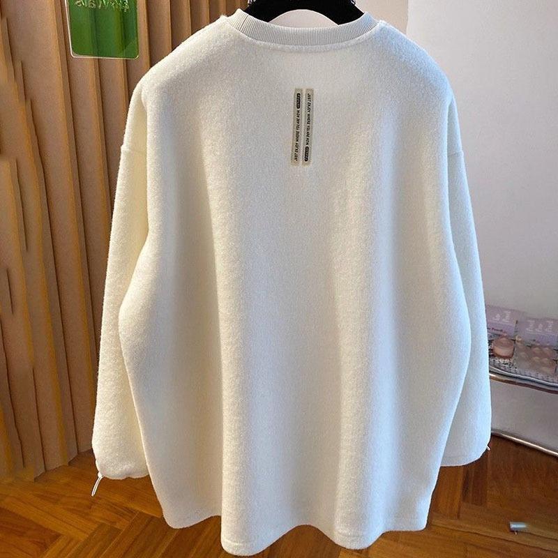 Sweatshirt for Women Oversize Fleece Thickened Loose Round Neck Casual Pullover Long Sleeve Winter Sweatshirt Top