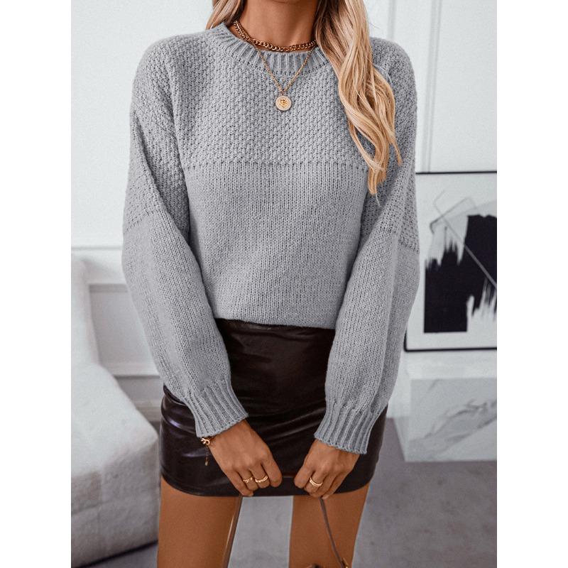 Женский трикотаж Осень/зима Круглый вырез Пуловер Вязаный свитер XL хаки — фото 12