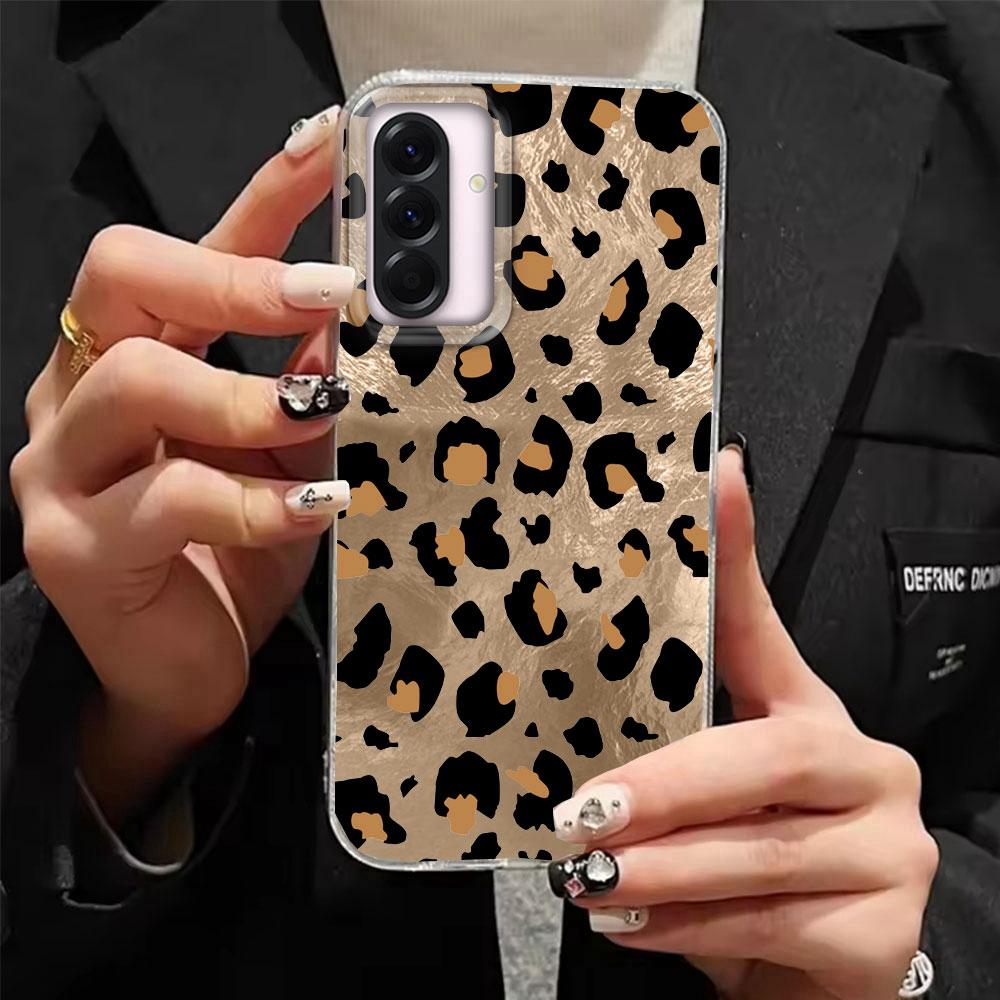 Luxury Leopard Purple Pattern Phone Case for Samsung Galaxy A16 A55 A07 A17 A56 A36 A26 A53 A06 A14 A24 A34 A54 A15 A12 Cover