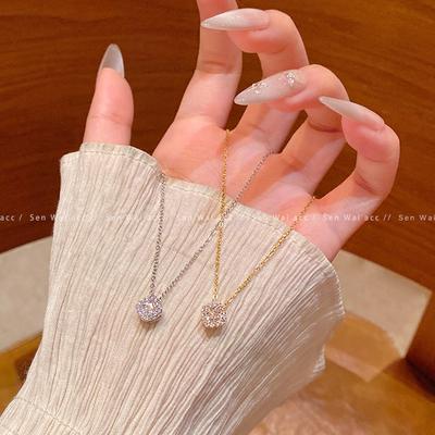 Blitz Zirkon Zuckerwürfel Titanstahl Halskette Damen Leichter Luxus Temperament Nische Schlüsselbein Kette 2025 Neue Beliebte Accessoires