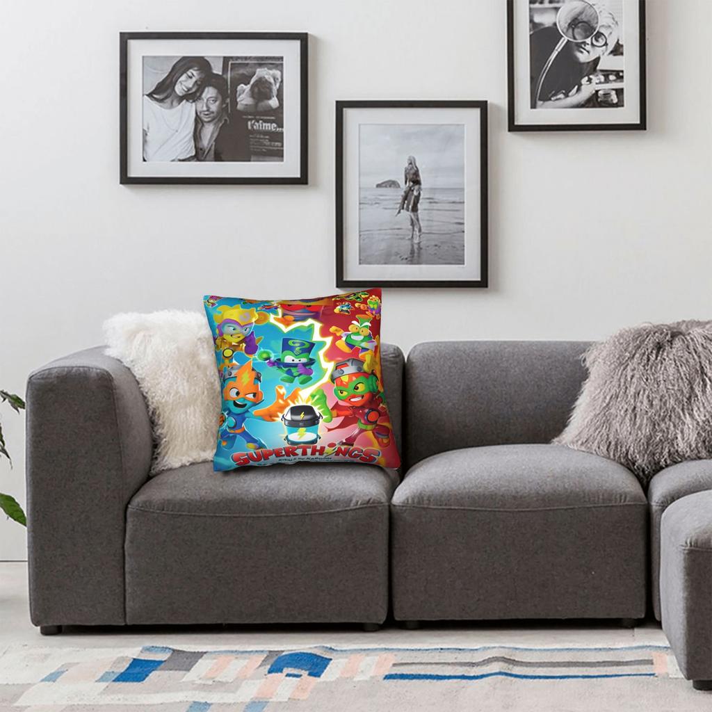 SuperThings Cartoon Quadratische Kissenbezüge Polyester Sofa Kazoom Power Kindergarten Kissenhülle Coole Dekorative Kissenhülle 45*45