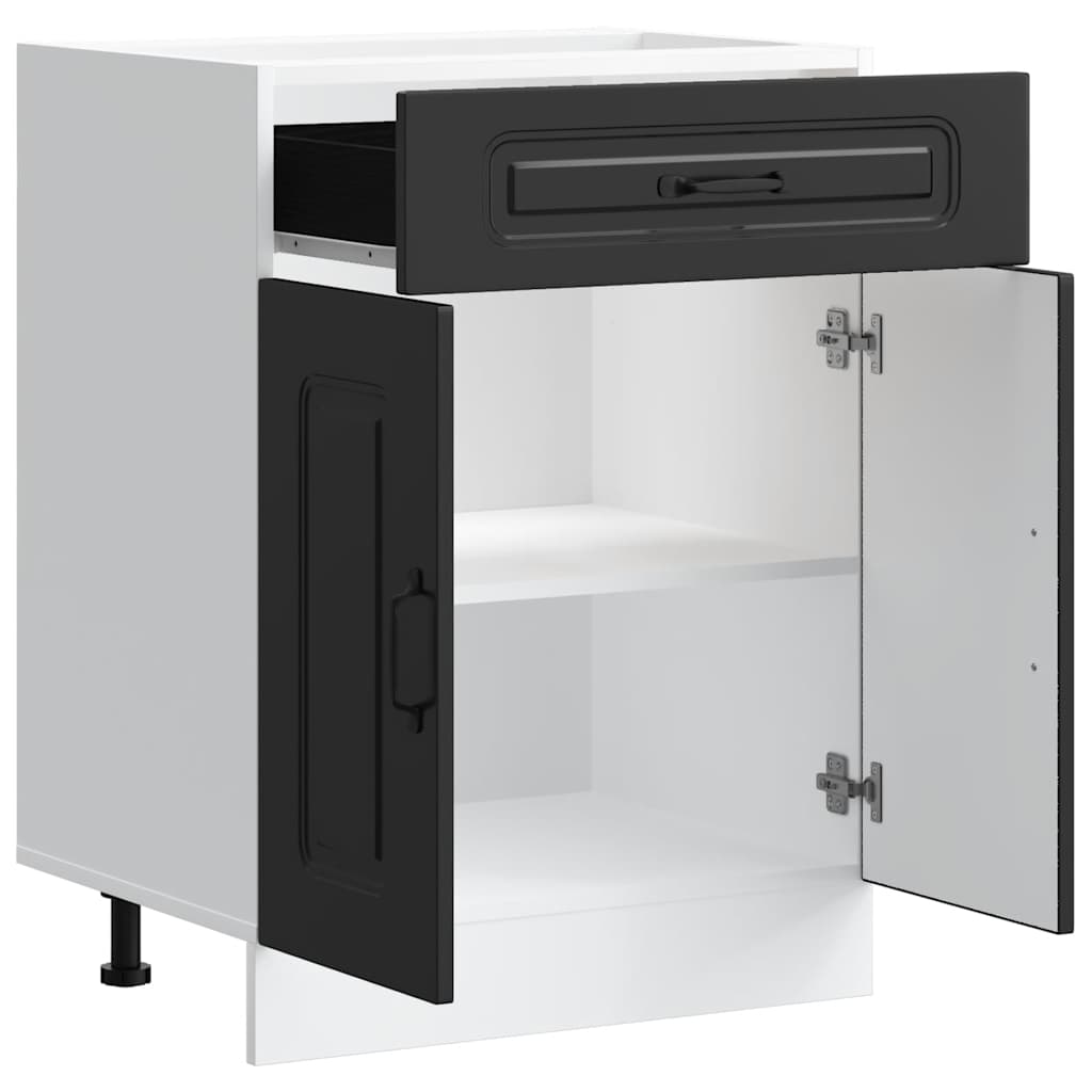 Vidaxl Lower Kitchen Cabinet, Kalmar, Black, Wood-based Material