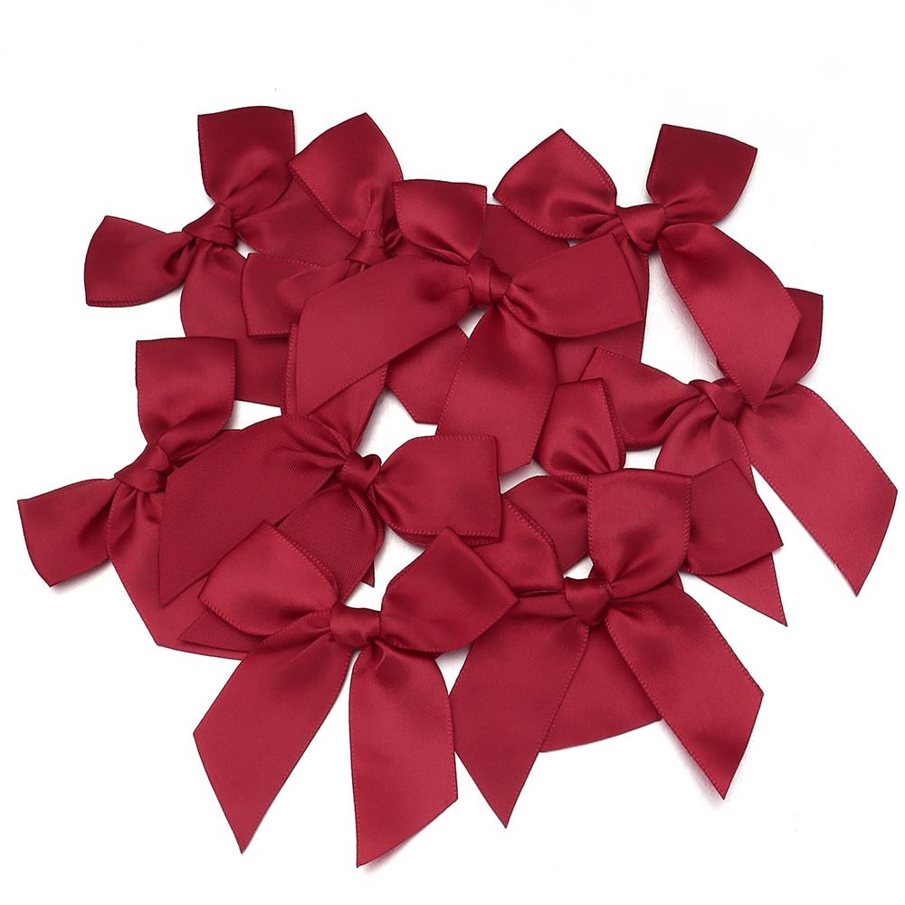 

10Pcs/Lot 8x8cm Colorful Satin Ribbon Bows Handmade Polyester Ribbon Bow Flower For Gift Wrapping Sewing Clothing DIY Headwear вина червоного кольору