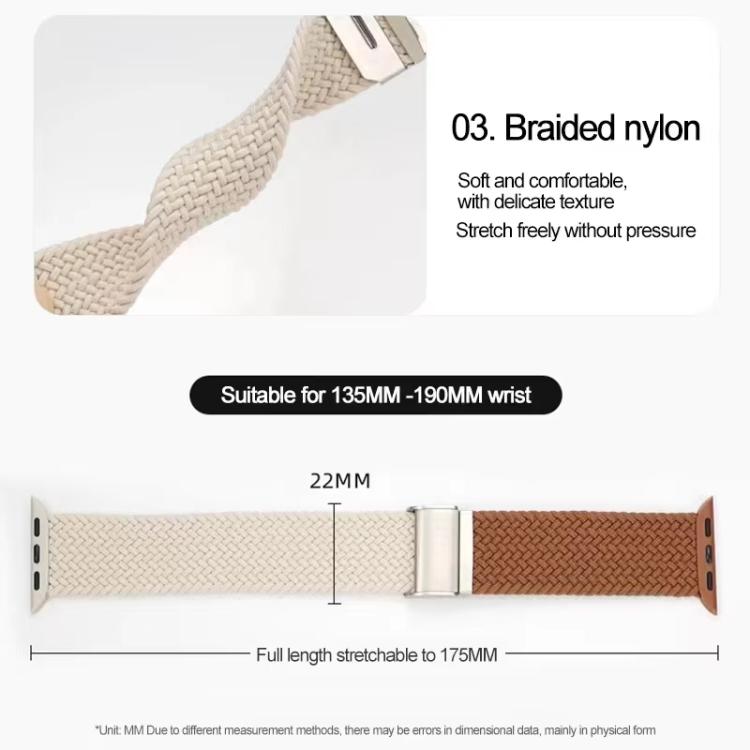 Bracelet de montre tressé en nylon avec boucle et détails de couture, Bracelet de rechange réglable pour Apple Watch 38‑49 mm