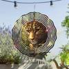 10 Inch Metal Leopard Wind Spinner Outdoor Garden Decor Hanging Wind Chime for Patio Yard 360 Rotating Hook Vibrant