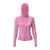 Damen atmungsaktive Kapuzen-Yogajacke Langarm Fitness Top Activewear