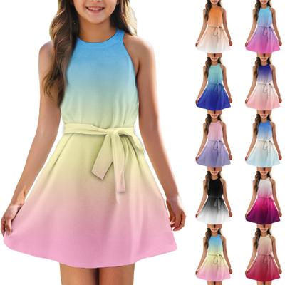 Girl Summer Dress Sleeveless Strappy Dress Solid Color & Print Sleeveless Dress Casual Dress