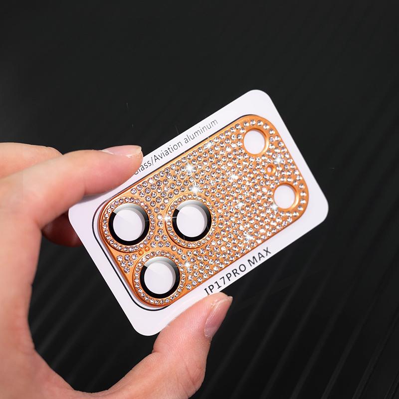 Full Diamond Camera Protection For iPhone 17 16 15 14 13 Pro Max Air Plus Lens Cover Glitter Protector Camara Scratch-resistant
