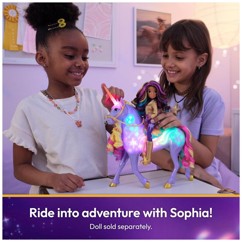 Unicorn Academy Interactive Rainbow Light-Up Wild Stars with Lights, Sounds & Music, Doll & Unicorn Toy for Ages 4+