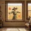 Holiday Party Window Ornament Scarecrow Stickers with Realistic Maple Leaf, Pastoral Decals, Waterproof Farmhouse Fall Decorations PVC Static