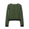 Spring 2025 Women's Striped Knit Sweater - European & American Style, Turn-Down Collar, Long Sleeve, Casual