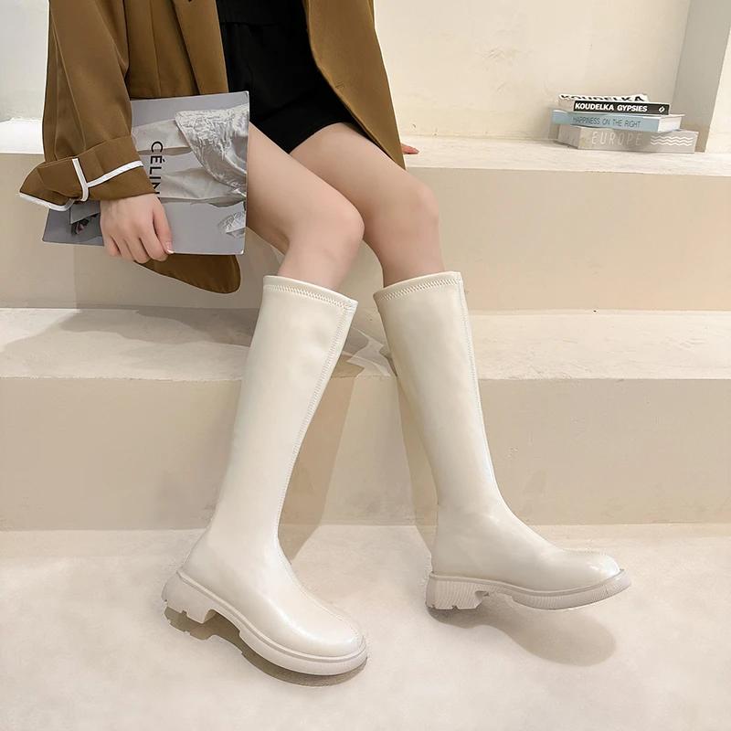 High Quality Women Long Boots Autumn Winter Women Shoes Woman Heel Soft Leather Ladies Knight Boots Casual Shoes Knee High Boots