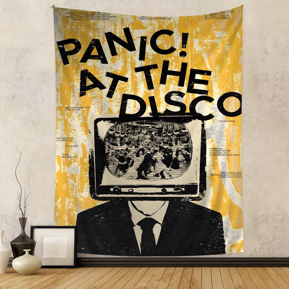 Стена с принтом группы PPanic At The Disco, Большой настенный гобелен, Арт, Научная фантастика, Комната, Домашний декор, Декор, Покрывало