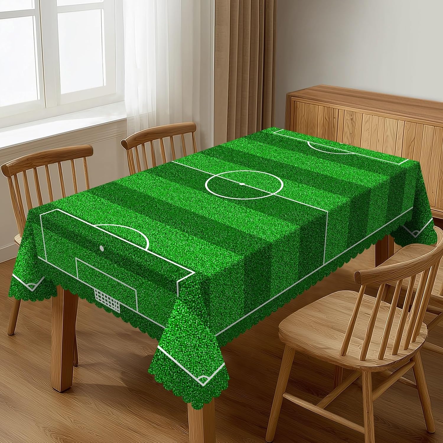 Jingyue Pet Unisex Soccer Field Rectangle Tablecloth For Table Decor Washable Football Field Sports Kitchen Dining Table Cloth Holiday Party Decor