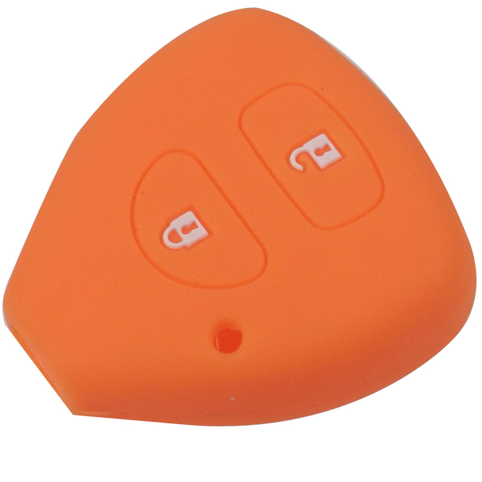 

Силіконовий чохол для ключів jingyuqin з 2 кнопками для Toyota Corolla Hilux Vitz Rav4 Aqua Camry Highlander Land Cruiser Pardo Захист кришки для авто ключа помаранчевий