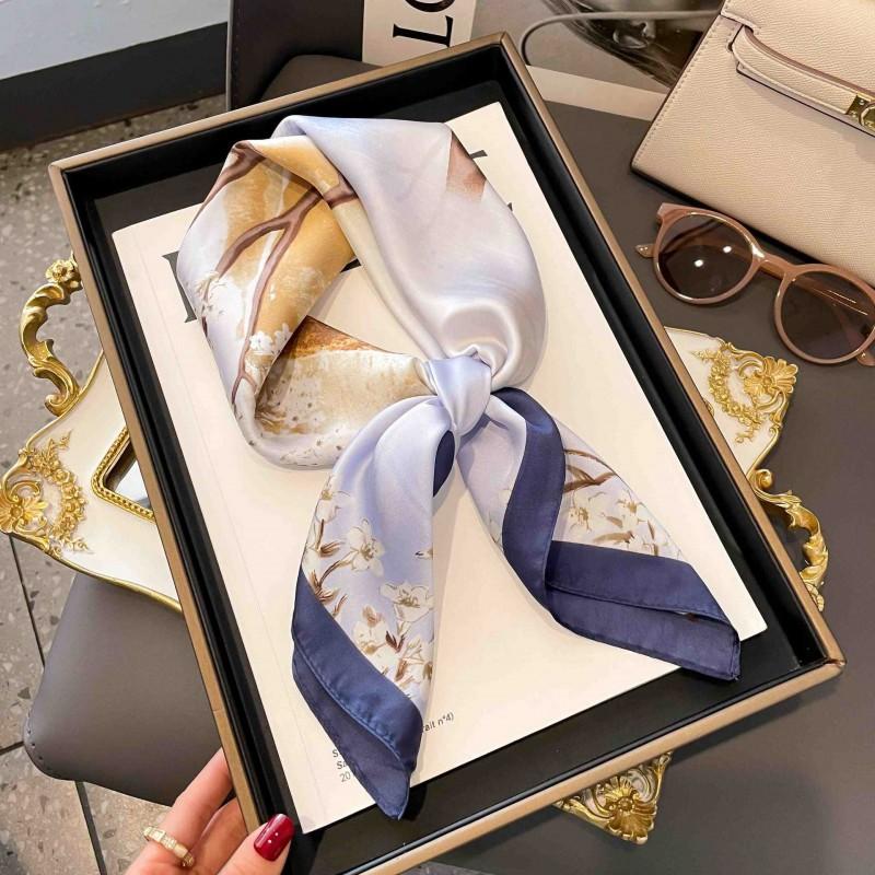 70cm Square Silk-Like Scarf Women Lightweight Fashion Accessory Office Chic Neck Wrap Stylish Print Design