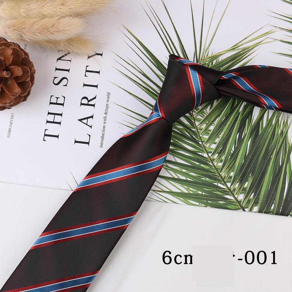 Men's Trend Business Casual Narrow 6cm Polyester Jacquard Tie Solid Color Striped Tie