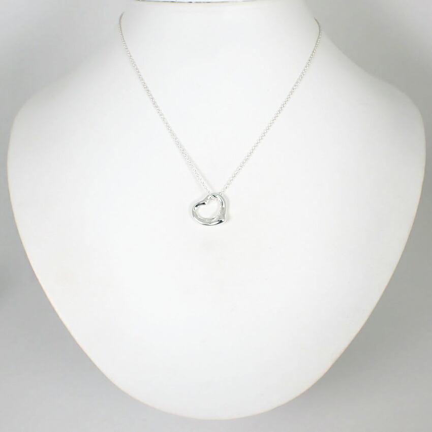 Pre-owned Tiffany & Co. Silver 925 Open Heart Pendant Necklace J56-5