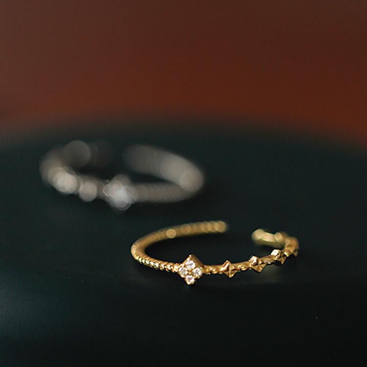 Elegant Women's Gold-Plated Sterling Silver Open Ring - Light Luxury Jewelry Accessory