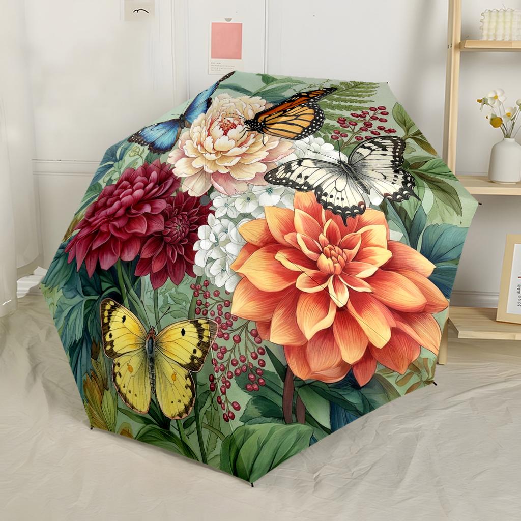 Spring Flowers And Ladybugs Automatic Umbrella Retractable Design with 8-Rib Durability Lightweight Perfect for Outdoor Adventures Fashion Lovers