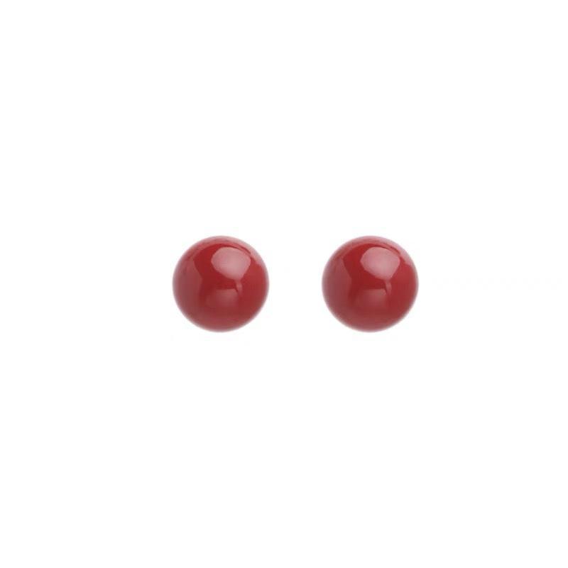 2025 Hot-Selling Hong Kong Style Wine Red Sugar Bean Pearl Earrings for Women - Niche, Advanced Design